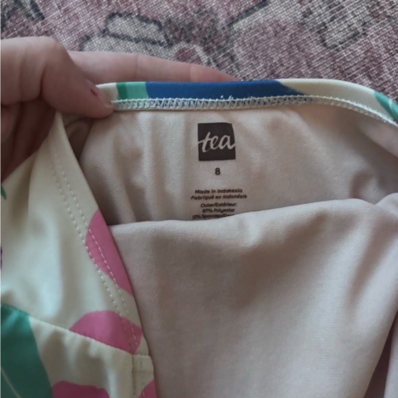 Tea brand floral one piece swim with stripes - Picture 3 of 5